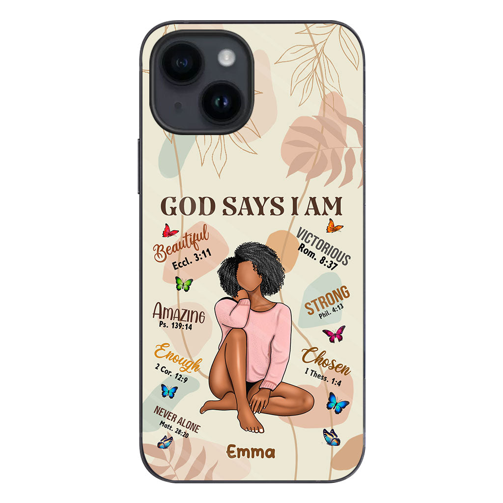 God Says I Am - Personalized African American Phone Case