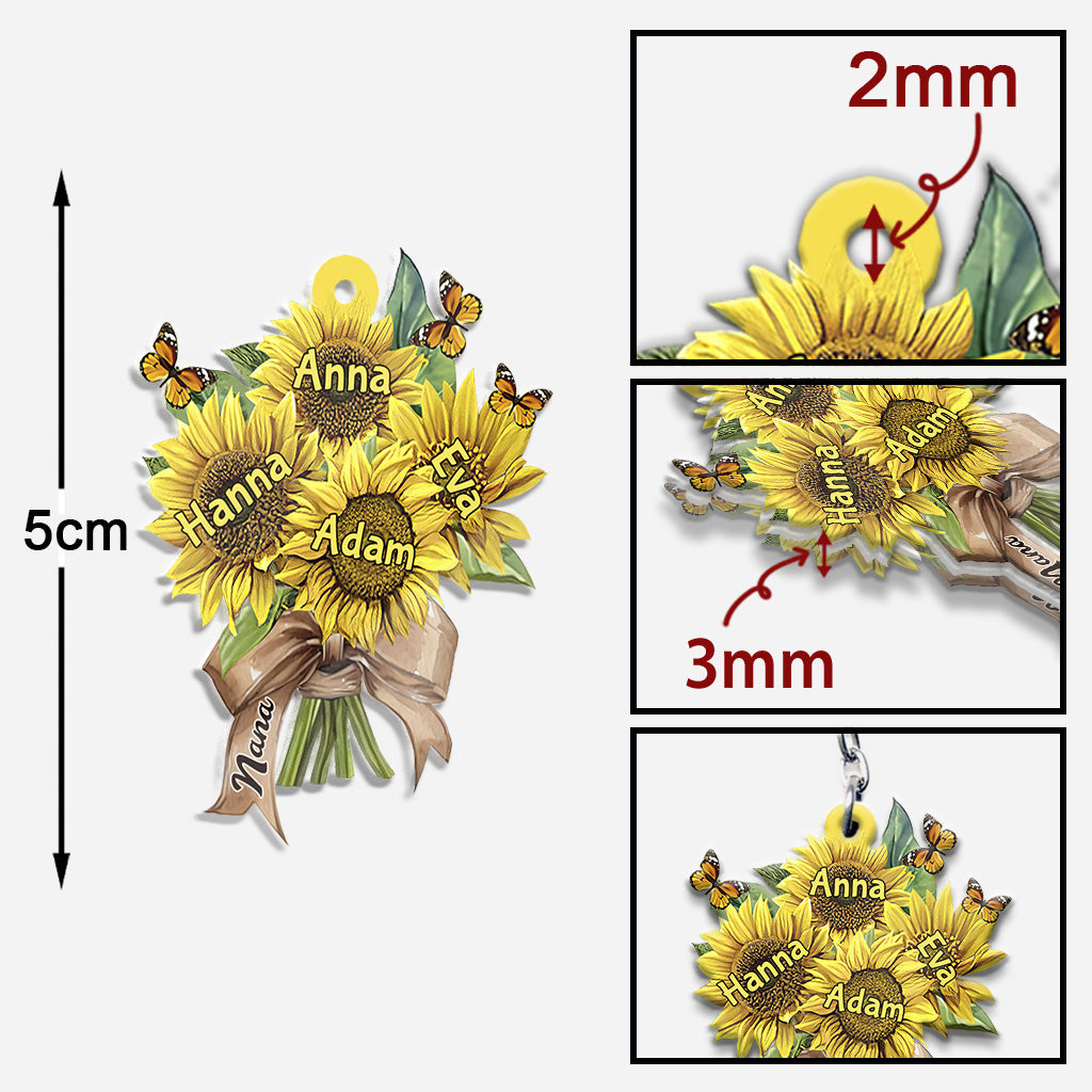Tournesols de la maman de grand-mère - Porte-clés personnalisé pour grand-mère