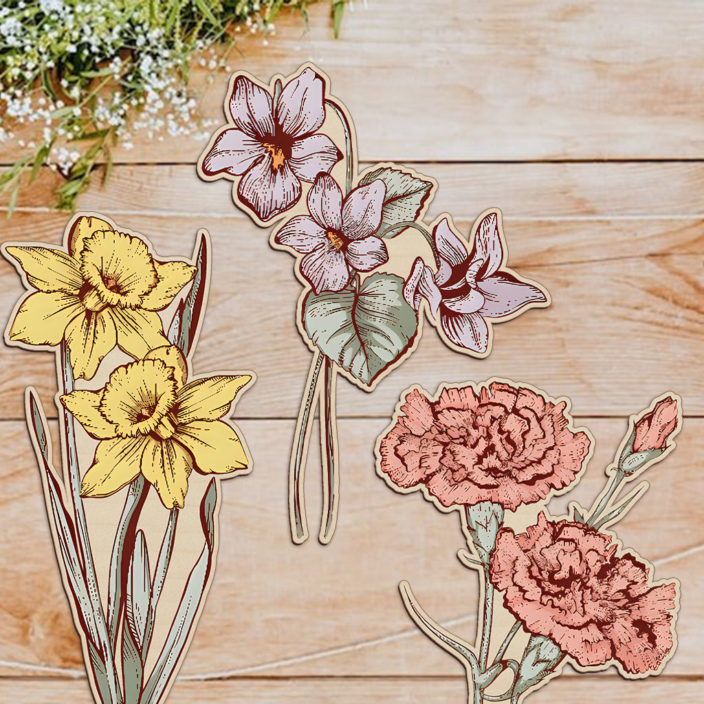 Fleur de naissance en bois - Fleur de naissance personnalisée pour maman 