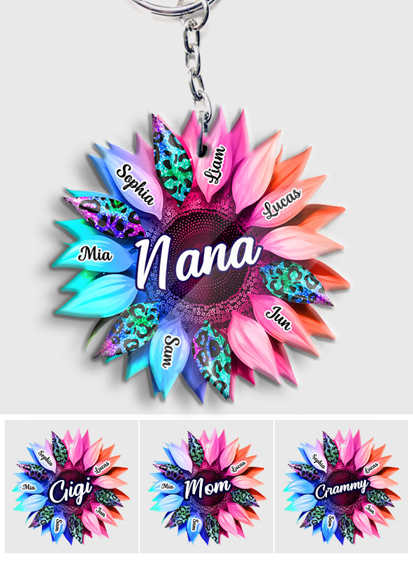 Grand-mère Maman Tournesol - Porte-clés personnalisé Grand-mère
