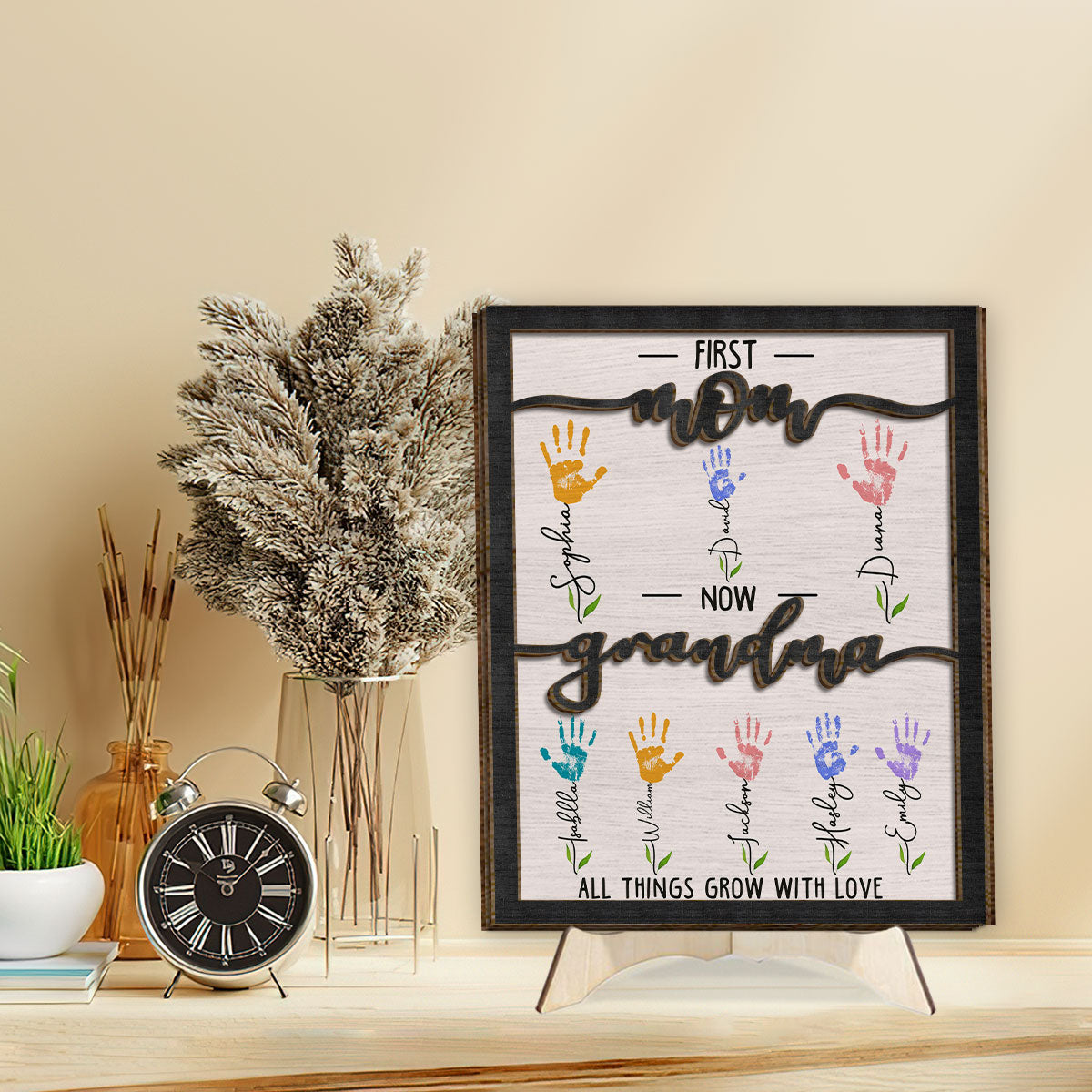 First Mom Now Grandma - Personalized Mother 2 Layered Wood Sign / Wood Plaque