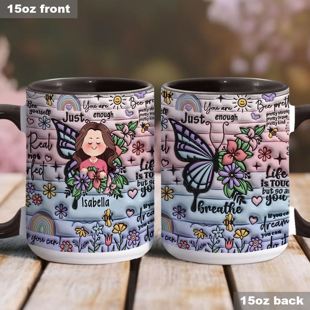 Mug personnalisé avec papillons, citations inspirantes et affirmations positives