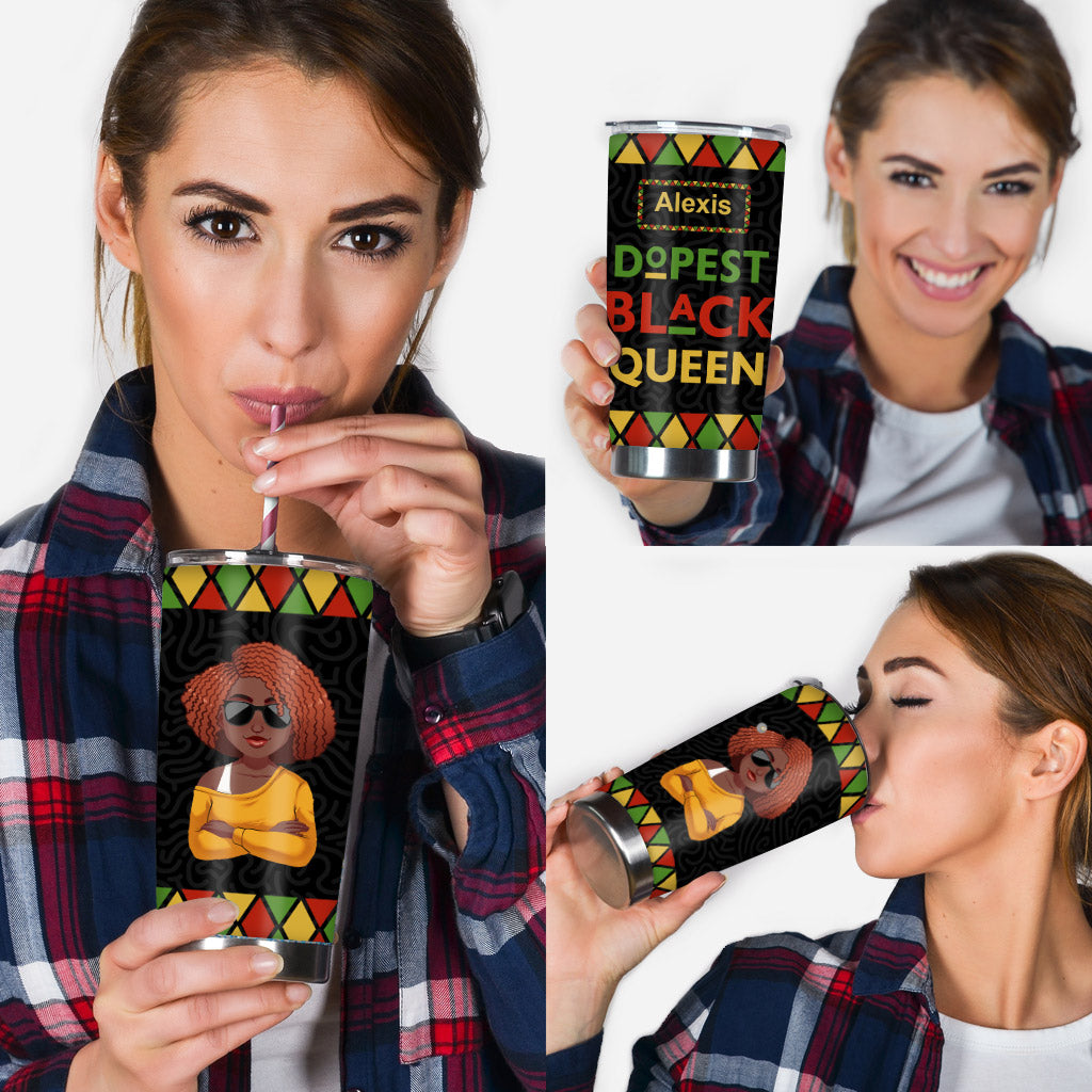 Dope Black Queen - Personalized African American Tumbler