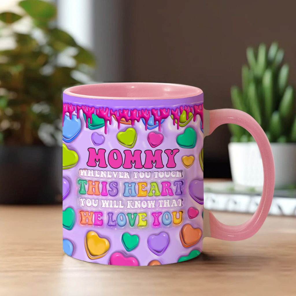 Touche ce cœur, je t'aime mamie, mamie, mamie, maman - Mug personnalisé pour maman