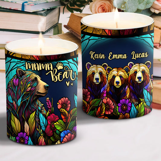 Bougie personnalisée Maman Ours avec couvercle en bois