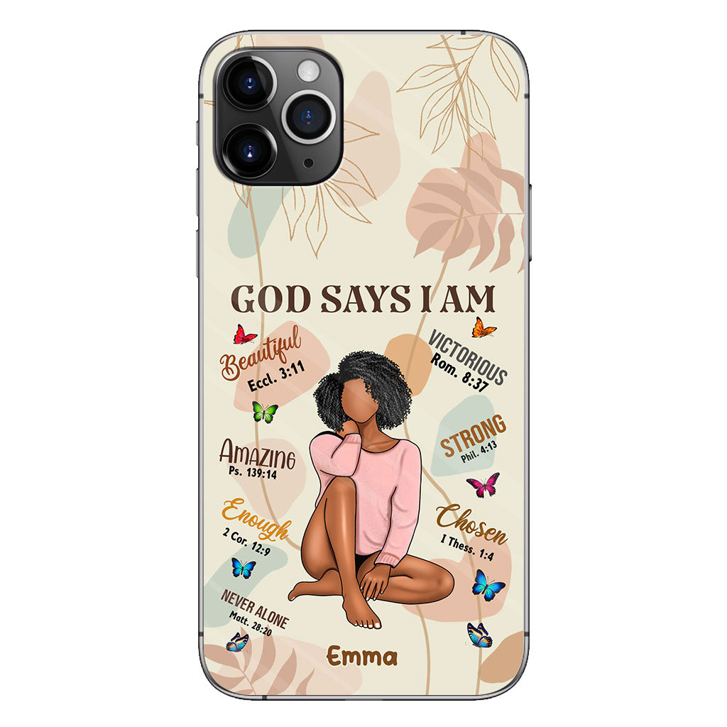 God Says I Am - Personalized African American Phone Case