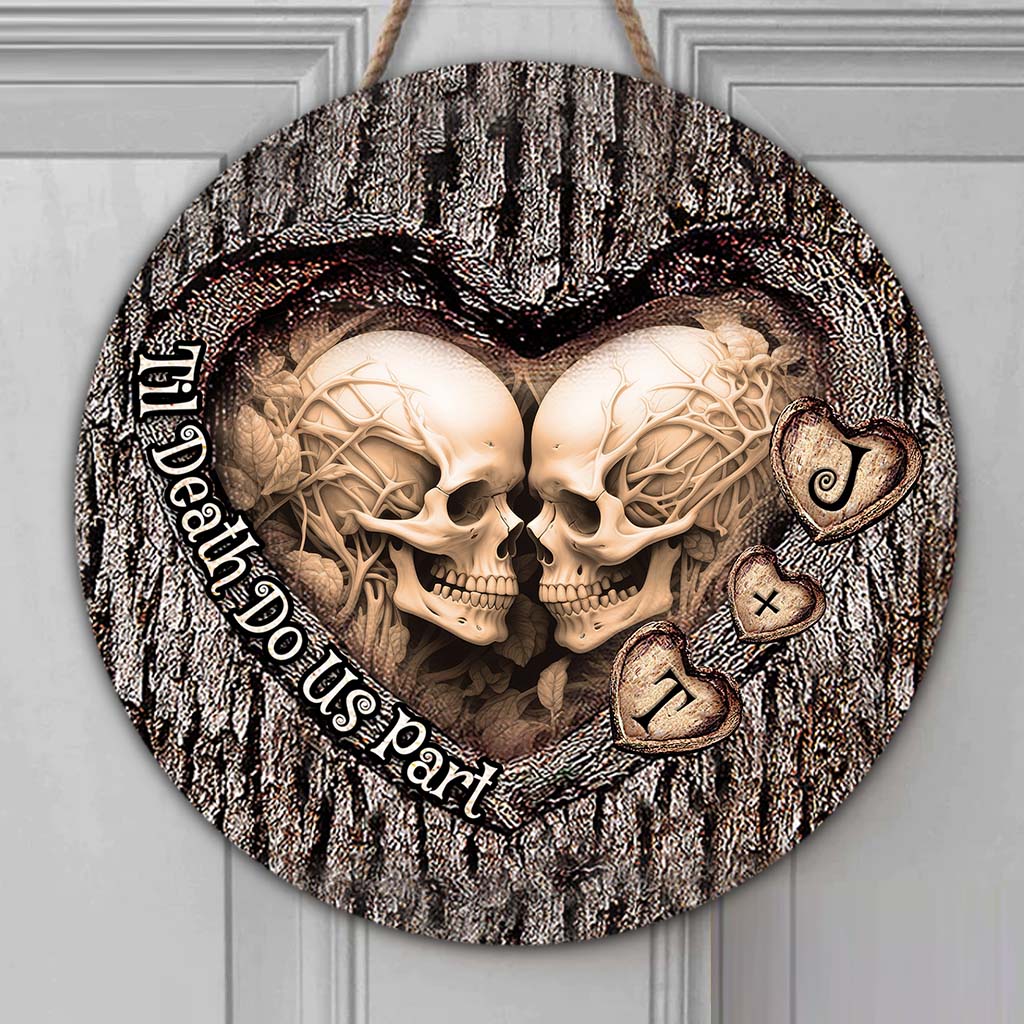 Til Death Do Us Part - Personalized Couple Round Wood Sign