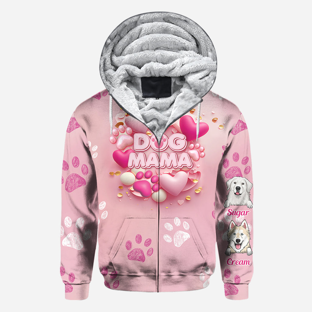 Dog Cat Mama Fur Mom 3D Pink Heart - Personalized Dog All Over Shirt