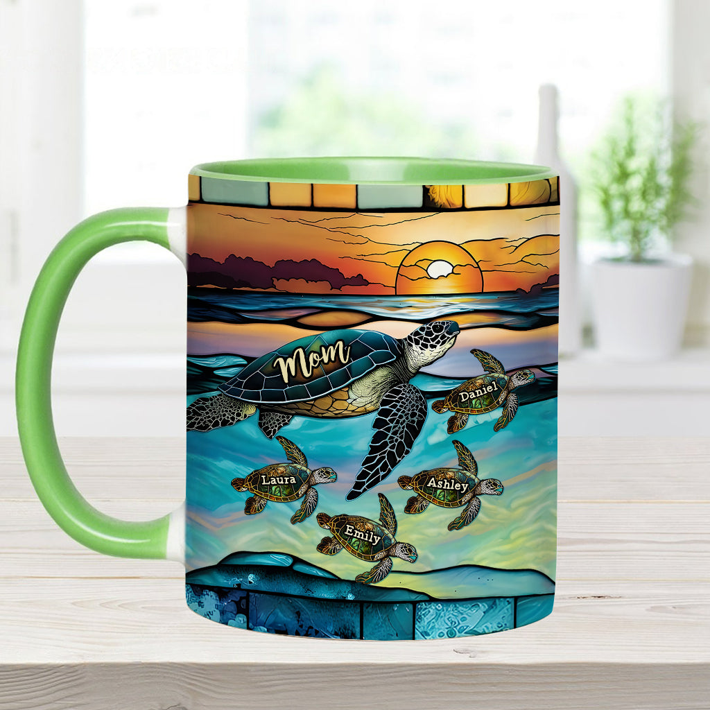 I Love You To The Beach And Back Turtle Mother And Children - Personalized Turtle Accent Mug