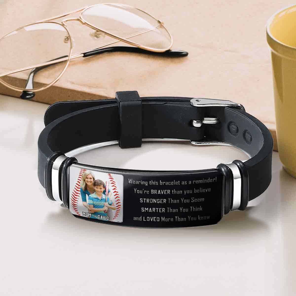 Tu es plus courageux que tu ne le crois - Bracelet de baseball personnalisé gravé
