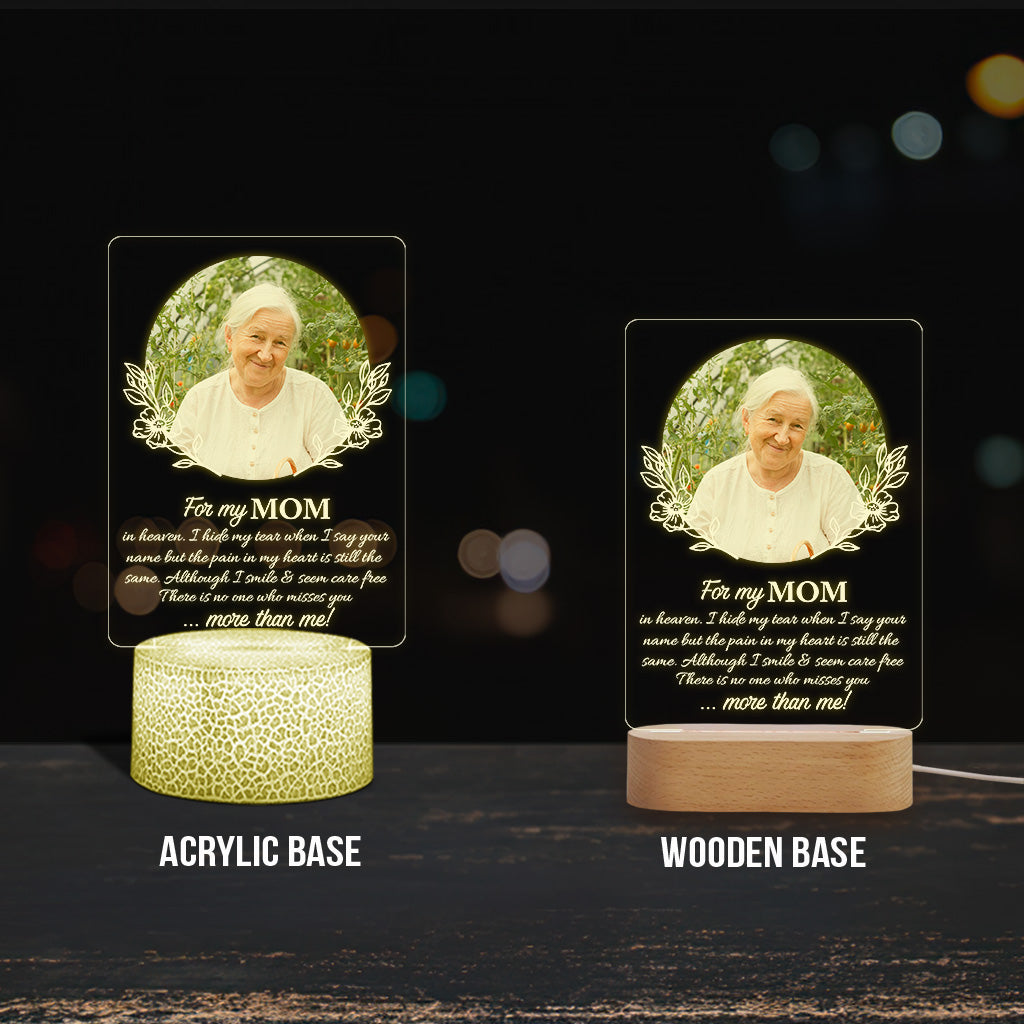 Pour ma mère, quel que soit mon titre au paradis, je cache mes larmes quand je prononce ton nom - Plaque lumineuse personnalisée en forme de mère