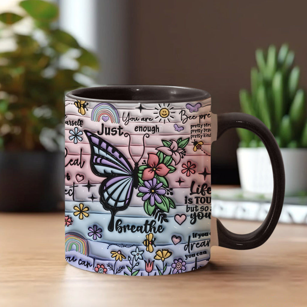 Mug personnalisé avec papillons, citations inspirantes et affirmations positives