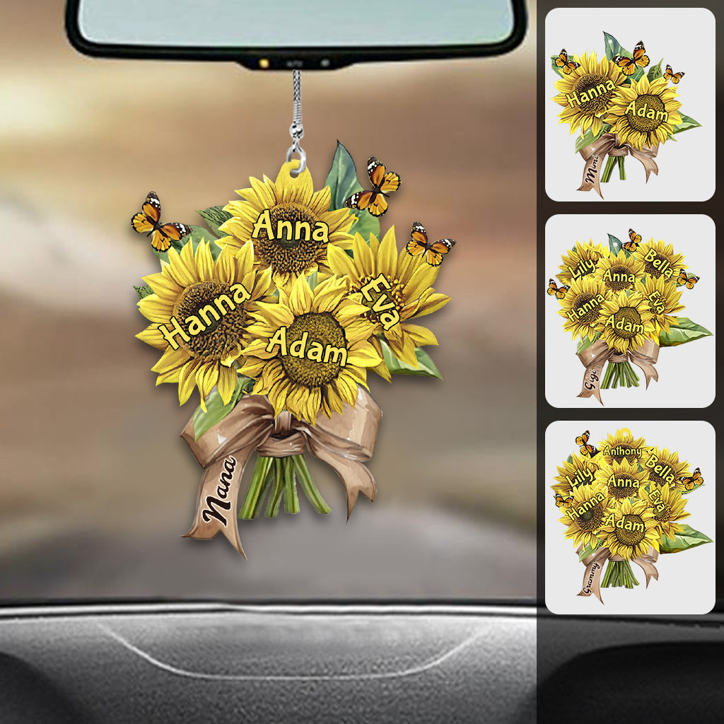 Tournesols de la maman de grand-mère - Ornement de voiture personnalisé pour grand-mère