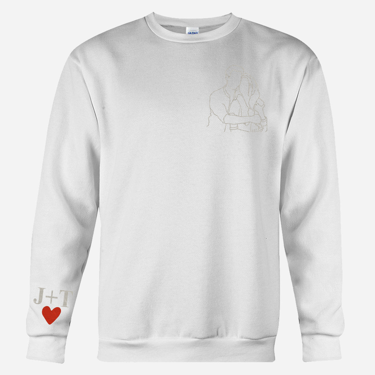 Pull brodé personnalisé pour couple avec photo au trait