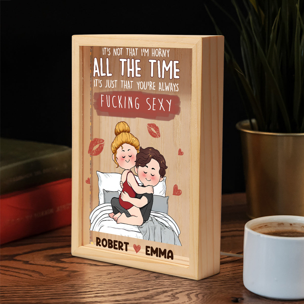 Je t'aime - Cadre photo personnalisé pour couple avec boîte lumineuse