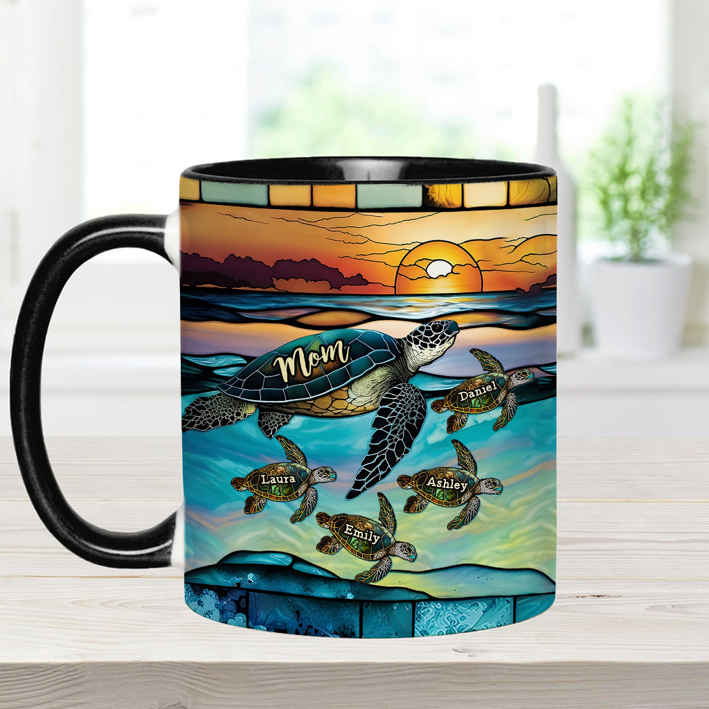 I Love You To The Beach And Back Turtle Mother And Children - Personalized Turtle Accent Mug