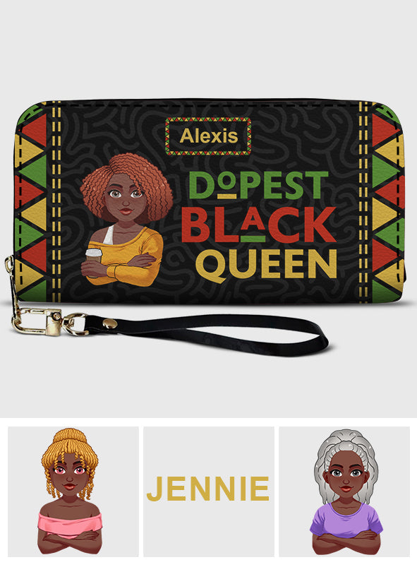 Dope Black Queen - Personalized African American Leather Long Wallet