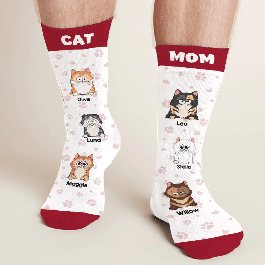 The Cats Are On My Lap - Personalized Cat Socks