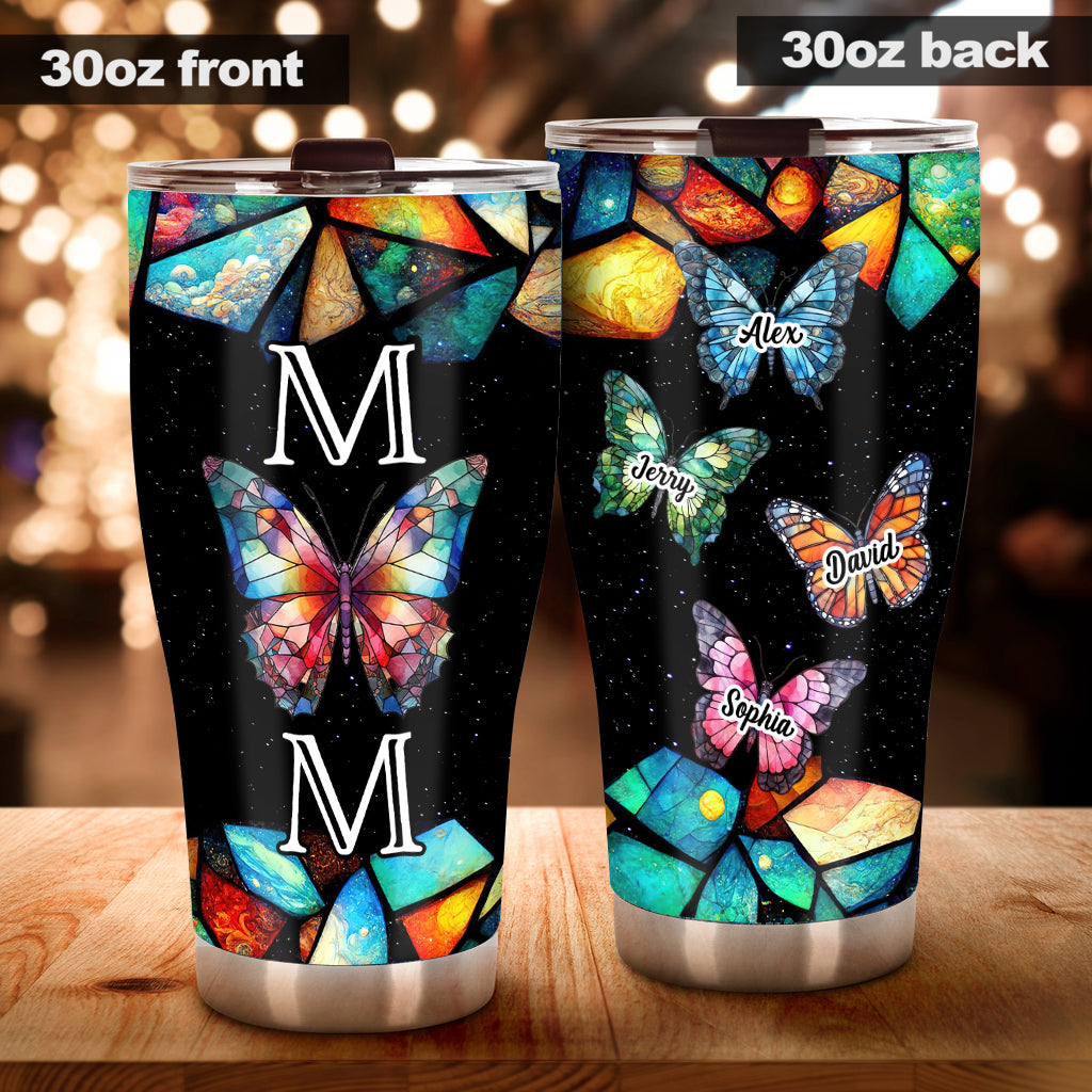 Gobelet personnalisé « Maman Papillon » à motif vitrail coloré