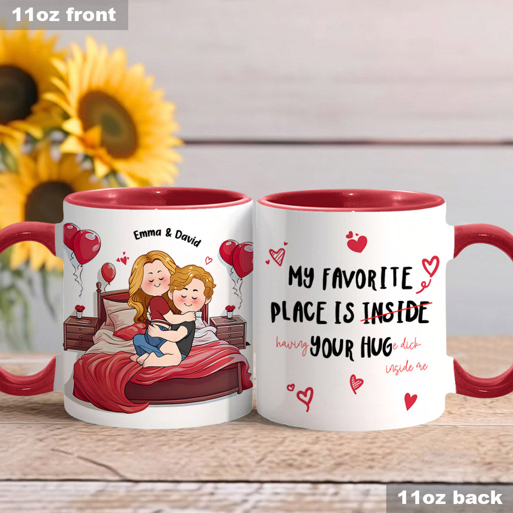 Mon endroit préféré, c'est ton énorme D en moi - Mug personnalisé pour couple