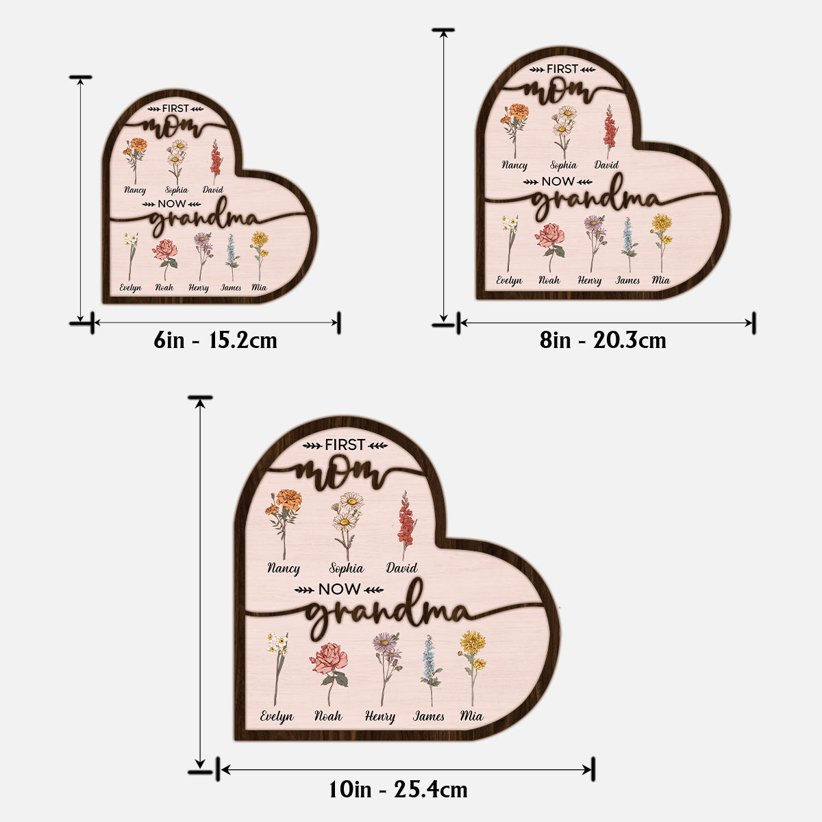 Première maman, maintenant grand-mère - Plaque en bois personnalisée à deux niveaux « Grand-mère »