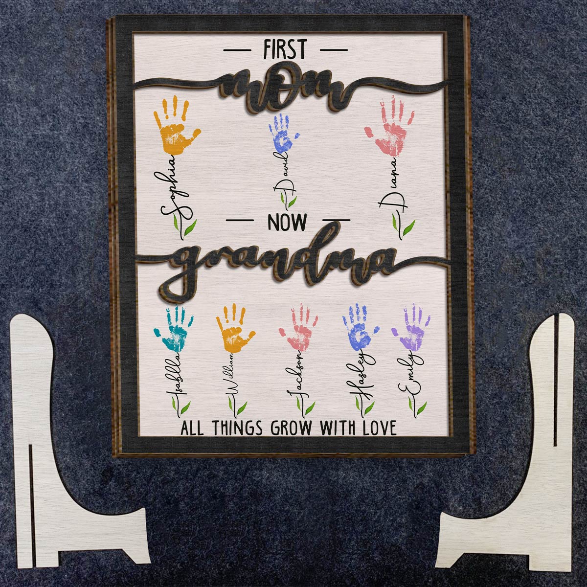 First Mom Now Grandma - Personalized Mother 2 Layered Wood Sign / Wood Plaque