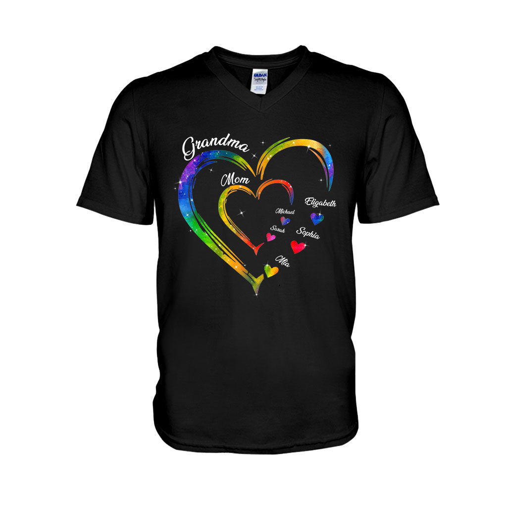 Grandma Mom Hearts - Personalized Grandma T-shirt And Hoodie