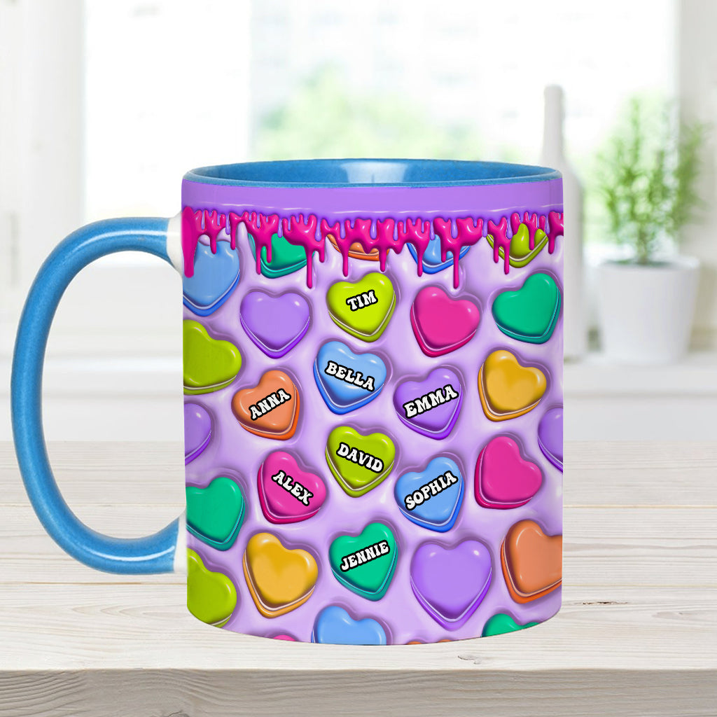 Touche ce cœur, je t'aime mamie, mamie, mamie, maman - Mug personnalisé pour maman