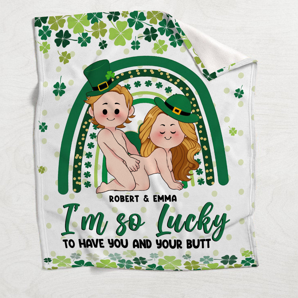 Couverture personnalisée pour couple « Quelle chance de t’avoir, toi et tes fesses »