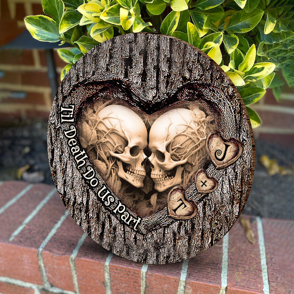 Til Death Do Us Part - Personalized Couple Round Wood Sign