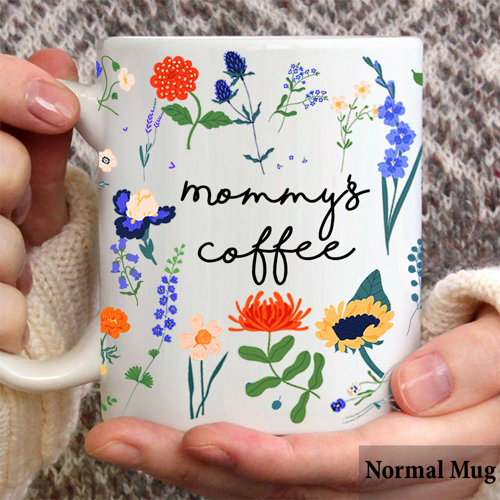Tasse à café personnalisée avec motif floral botanique - Mug pour maman