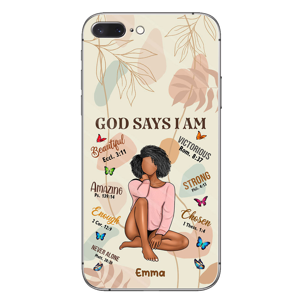 God Says I Am - Personalized African American Phone Case