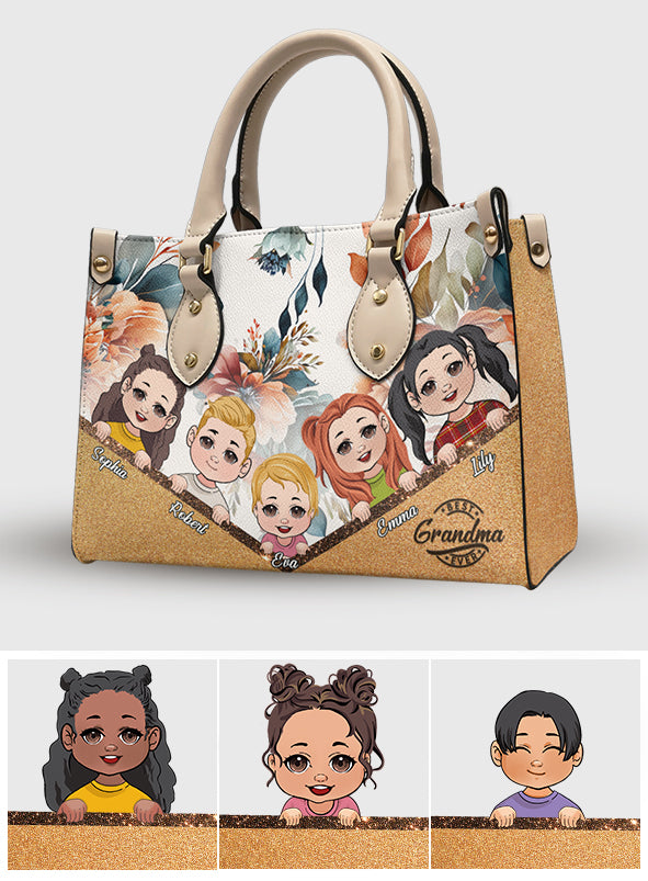 Meilleure grand-mère du monde (tous titres) - Sac à main en cuir personnalisé pour grand-mère