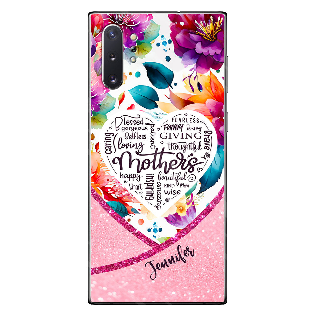 Coque de téléphone transparente personnalisée « Maman est belle » à motif floral vibrant