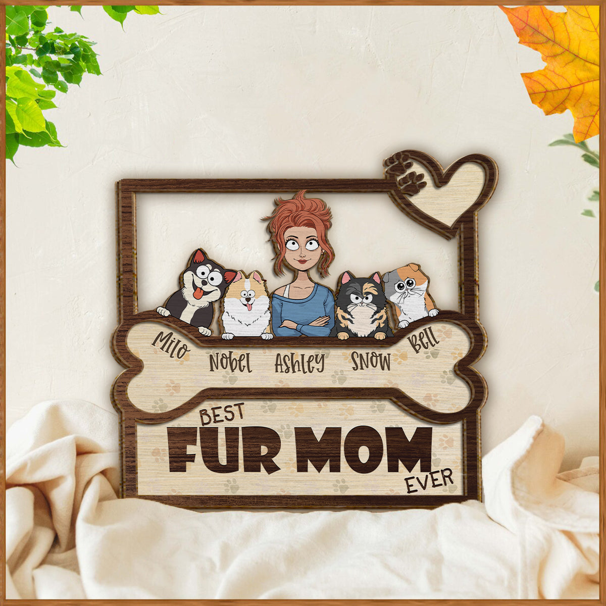 Meilleur papa et maman de chien au monde - Plaque en bois personnalisée à 2 couches