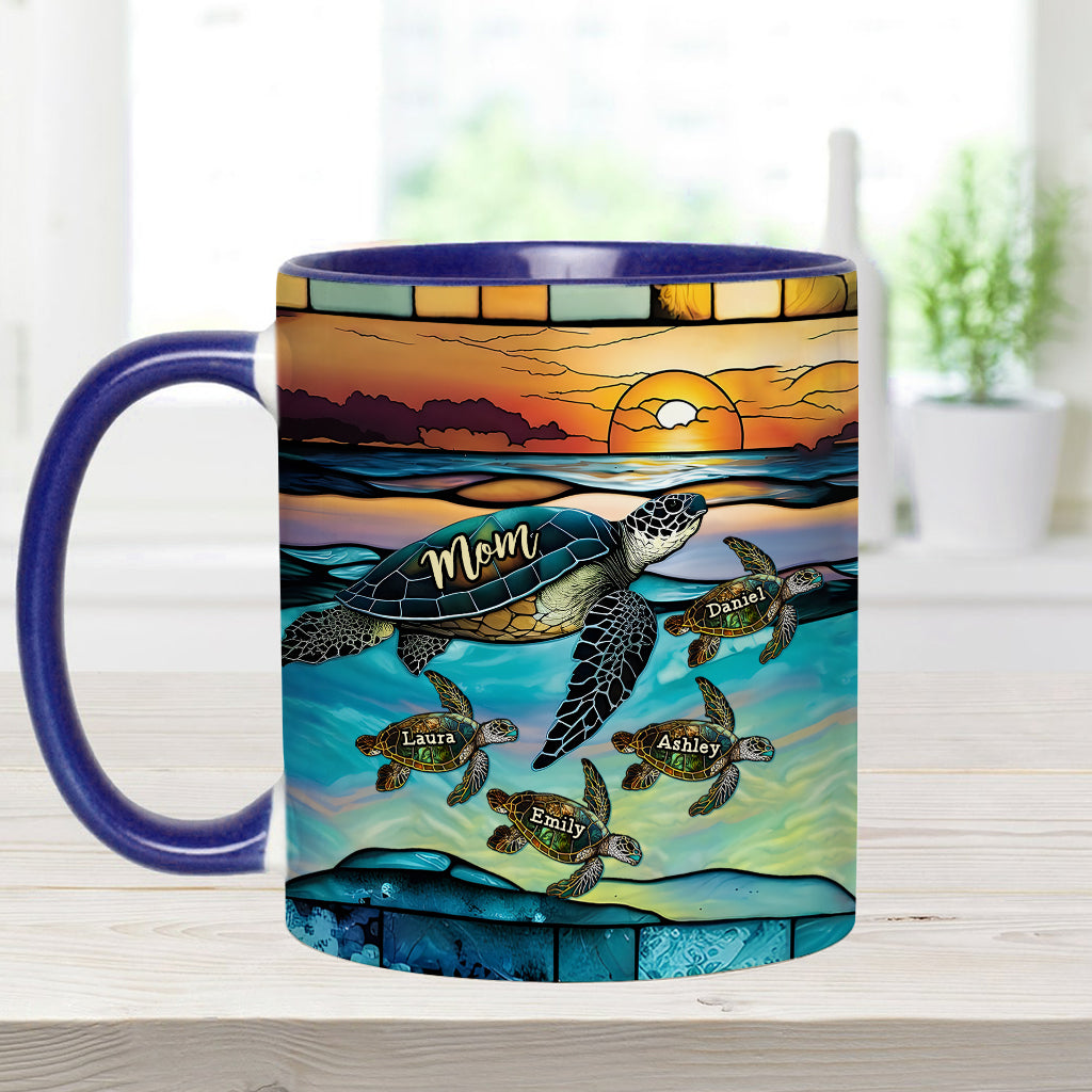 I Love You To The Beach And Back Turtle Mother And Children - Personalized Turtle Accent Mug