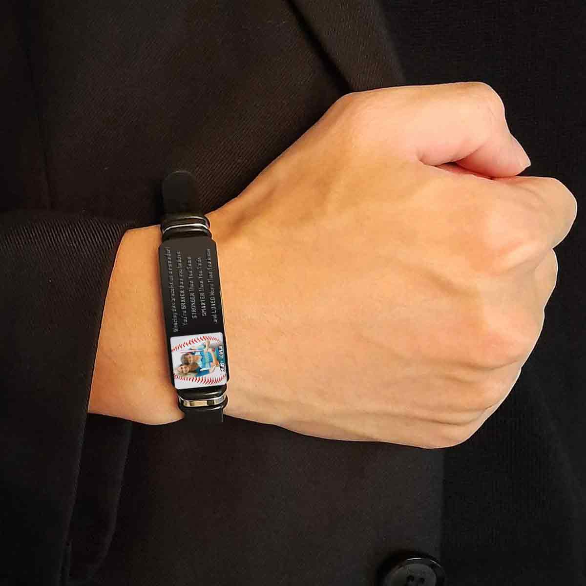 Tu es plus courageux que tu ne le crois - Bracelet de baseball personnalisé gravé