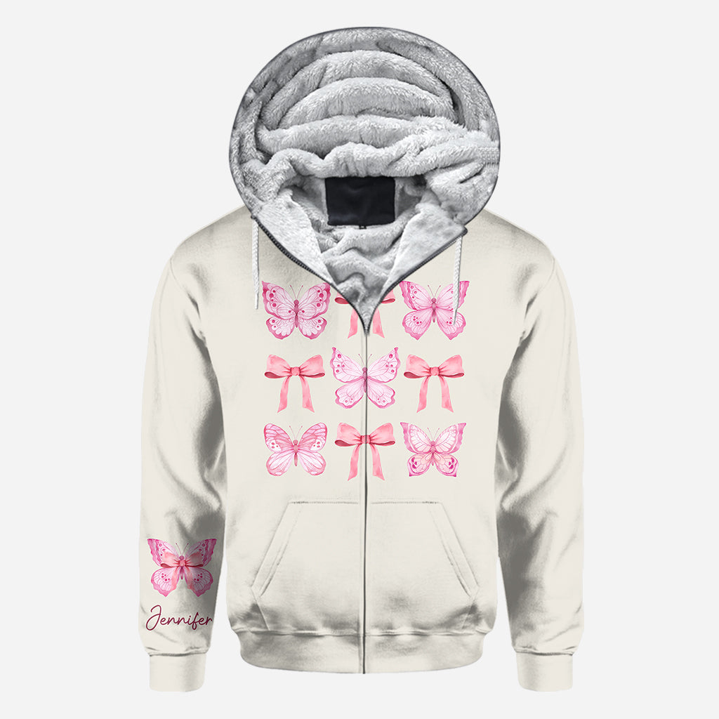 Pink Ribbon Coquette Bow Watercolor Butterfly - Personalized Butterfly All Over Shirt