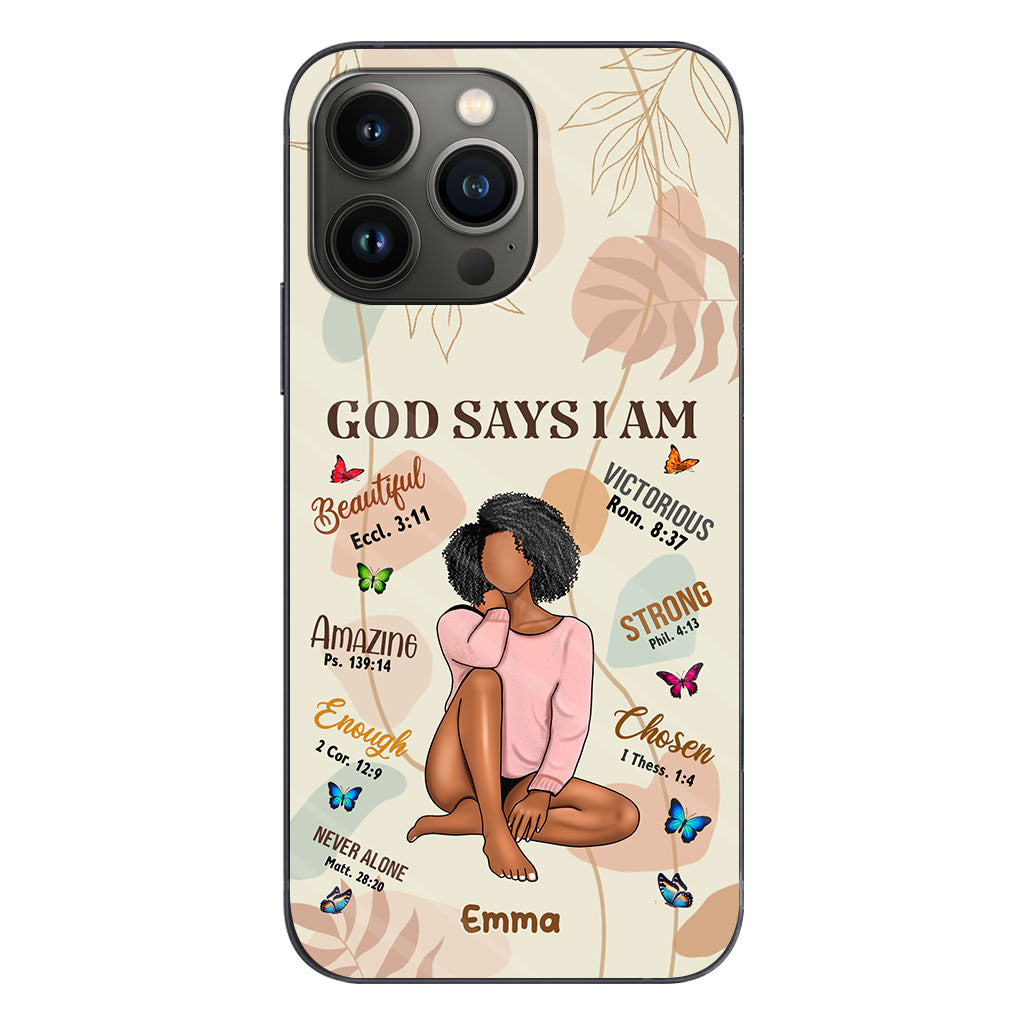 God Says I Am - Personalized African American Phone Case
