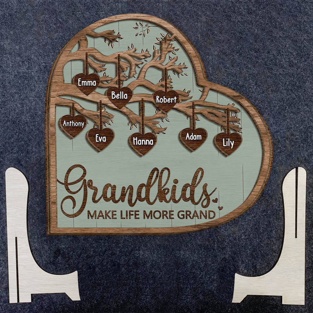 Les petits-enfants rendent la vie plus belle - Plaque en bois personnalisée pour grand-mère (2 couches)