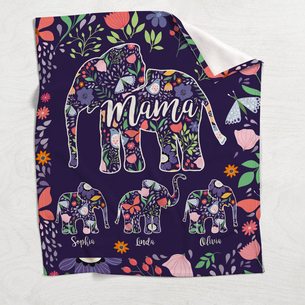 Elephant Mom - Personalized Mother Blanket