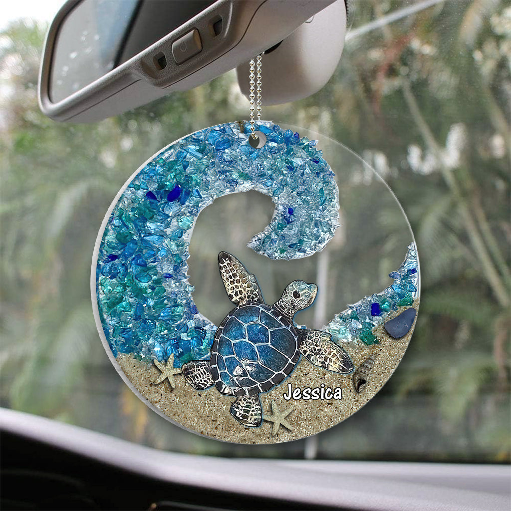 Turtle Sea Glass - Personalized Turtle Transparent Car Ornament