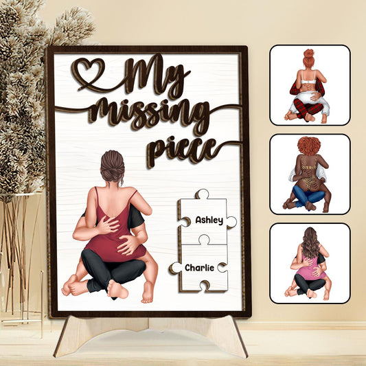 Ma pièce manquante - Panneau/Plaque en bois personnalisé(e) pour couple, 2 couches