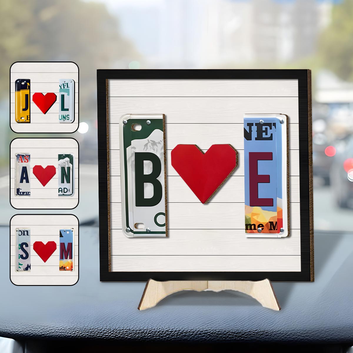 Plaque d'immatriculation personnalisée pour couple (2 couches) - Lettre au choix