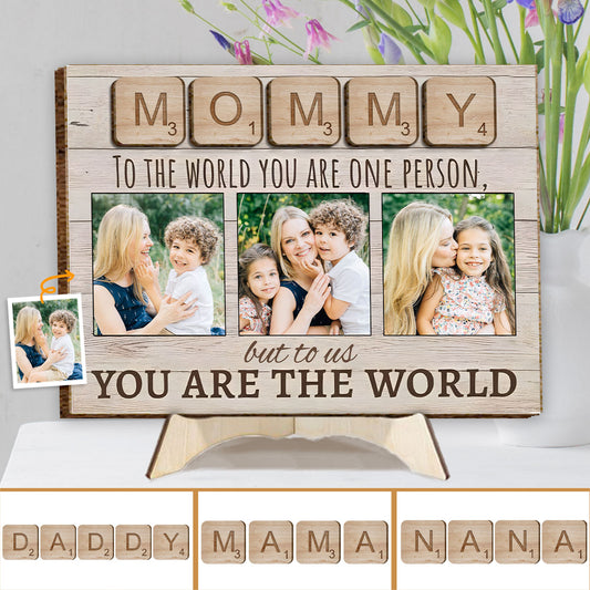 Mère, Père, Pour le monde, Tu es une seule personne - Photo personnalisée - Plaque en bois double couche - Décoration murale personnalisée pour maman