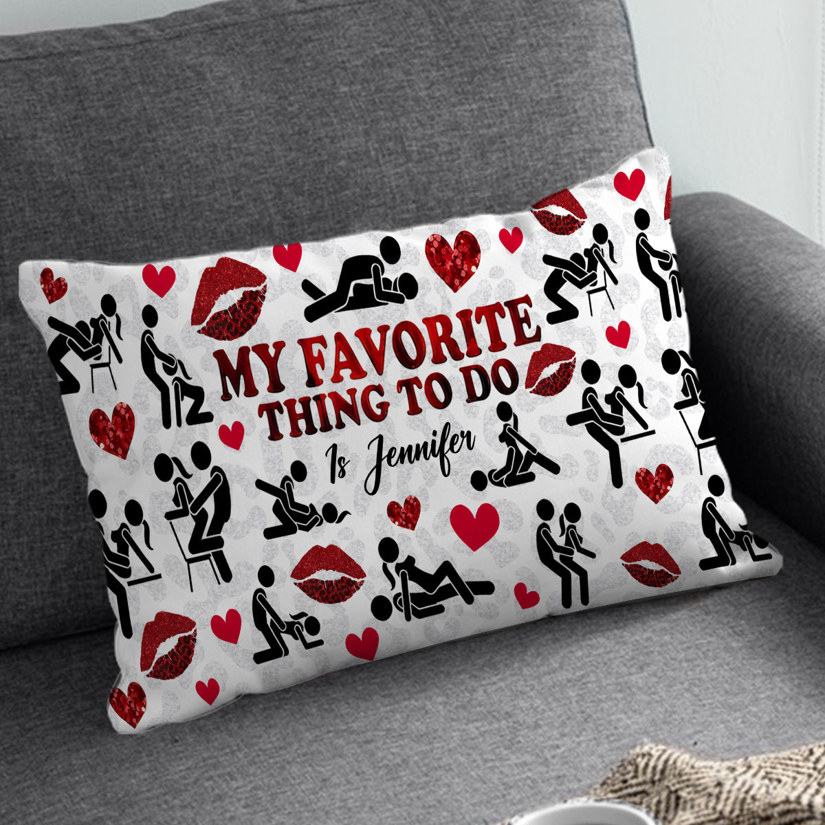 Ma chose préférée à faire, c'est toi - Housse de coussin rectangulaire personnalisée pour couple
