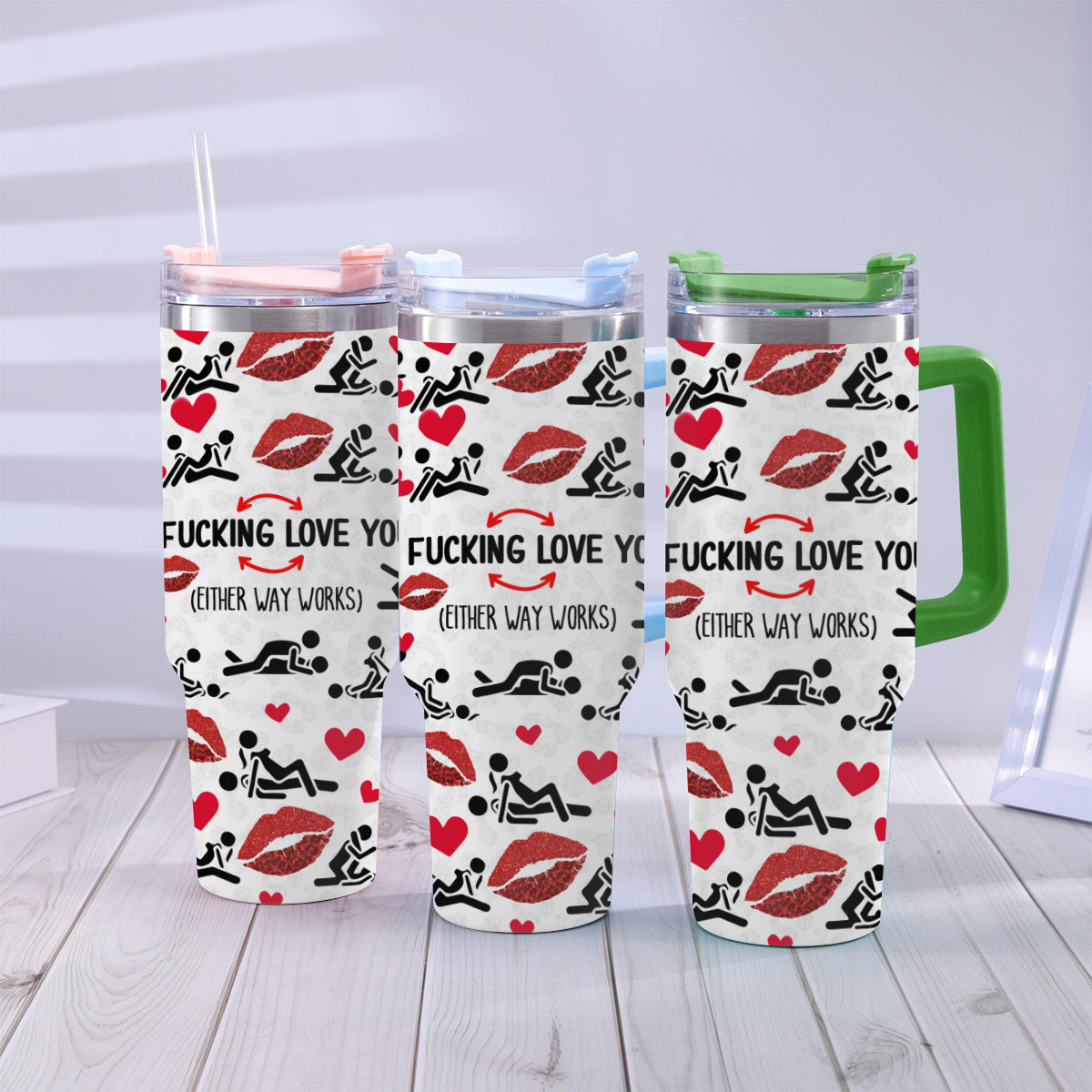 Je t'aime - Gobelet isotherme personnalisé pour couple avec anse