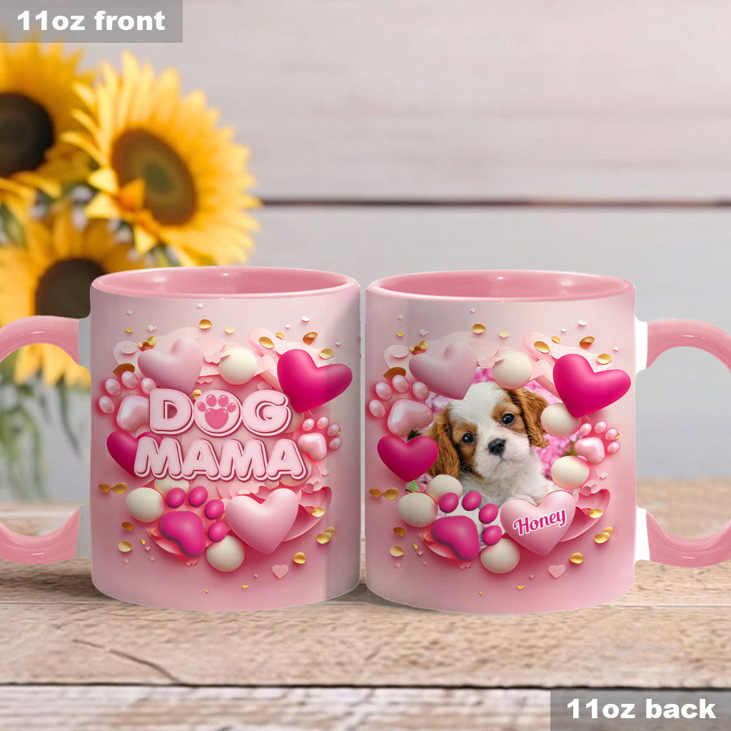 Mug personnalisé « Maman Chien Chat Fourrure » ​​avec cœur rose 3D