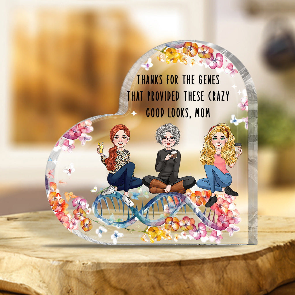 Merci pour les gènes - Plaque acrylique personnalisée « Maman » en forme de pièce