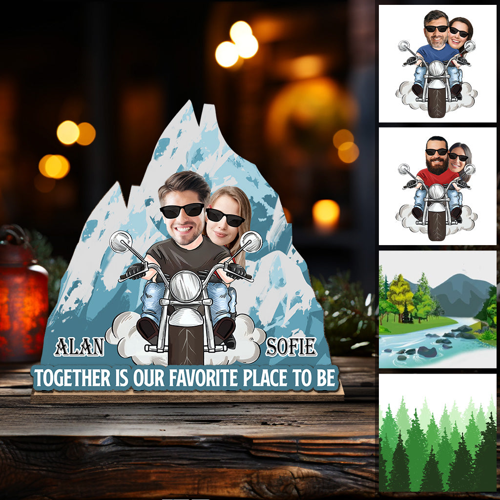 Être ensemble, c'est notre endroit préféré - Tapis de sol personnalisé pour motard, 1 couche, grand format, autoportant